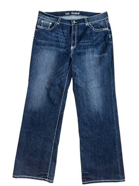 Denim Embellished Bootcut Jeans Women’s 24 Dark Wash Flap Pocket Stretch